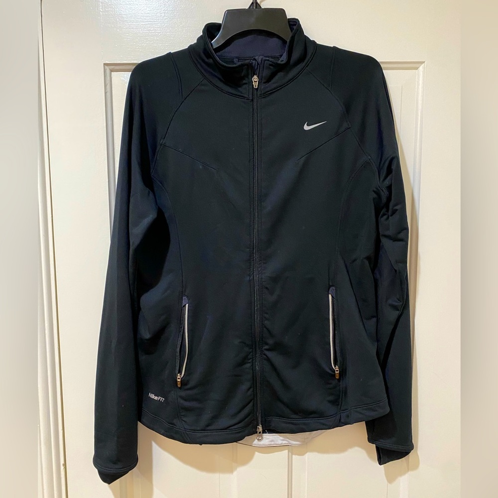 Nike Fit Dry black long sleeve zippered jacket workout